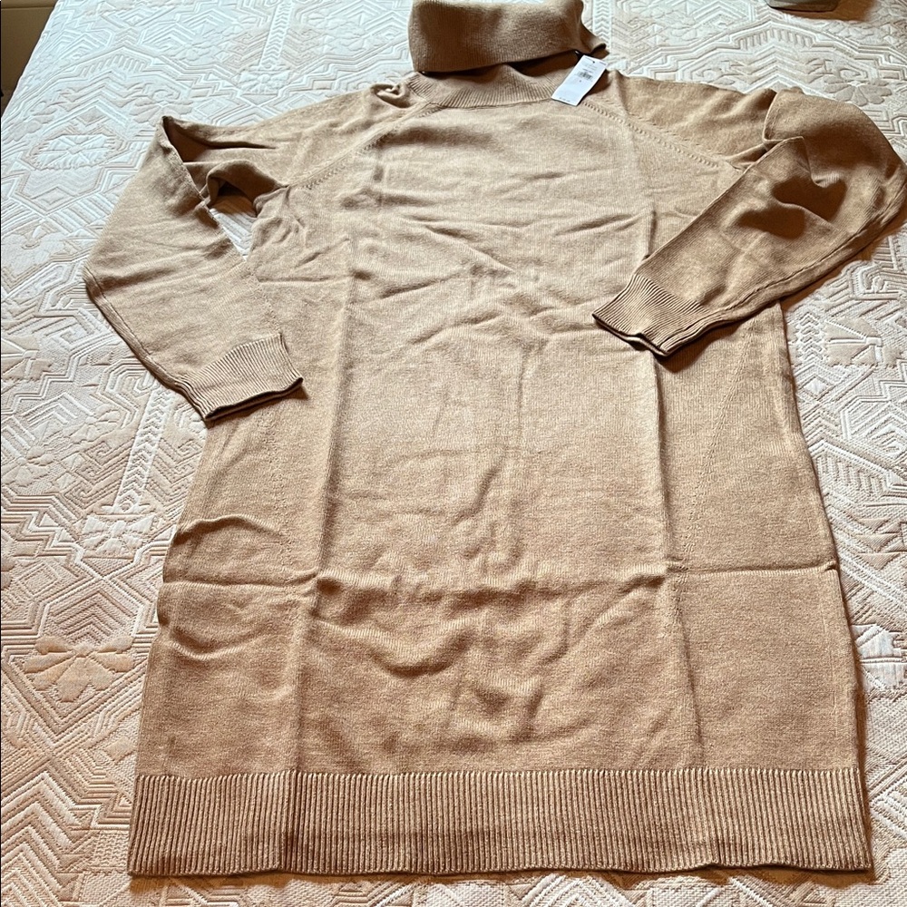 Banana Republic Camel Turtle-Neck Sweater Dress/NWT/S - Picture 6 of 15
